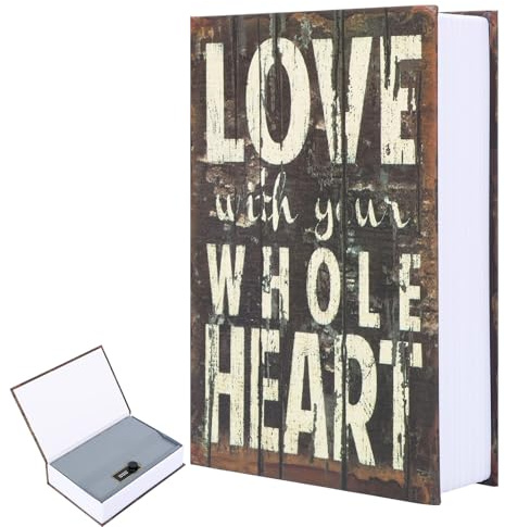 Real Paper Book Safe with Combination Lock - Hidden Dictionary Secret Compartment Box for Valuables, Cash & Jewelry, Large Diversion Safe for Home Shelf & Travel(Brown)