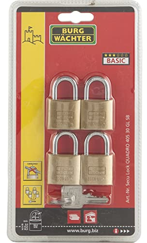 BURG WÄCHTER Vorhangschloss-Set 405 Quadro, 30 mm SB-4, 1 Stück,QUADRO 405 30 GL SB