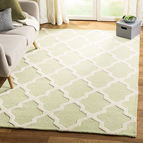 Safavieh Trellis Indoor Hand Tufted Rectangle Area Rug, Cambridge Collection, CAM121, in Light Green / Ivory, 152 X 244 cm for Living Room, Bedroom or Any Indoor Space
