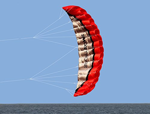 2.5m Dual Line Stunt Sport Drachen mit Handgriff 30m String, Kitesurfen am Strand, Outdoor Park Garten Spiele Spaß … (Rot)