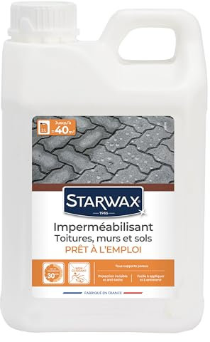 STARWAX Imperméabilisant eau et Graisses pour Toitures, Murs et Sols Extérieurs - 2L - Protection Hydrofuge et Oléofuge