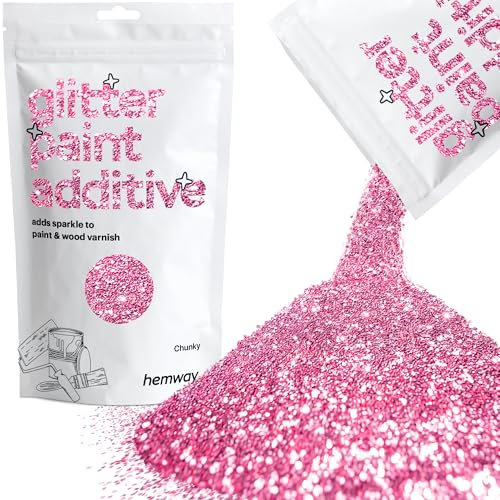Hemway Glitter Paint Additive - Rose Pink | 100g Chunky Metallic Flakes for Adding Sparkle to Paints & Wood Varnish | Add to Emulsion, Acrylic & Latex for Indoor Sparkly Walls