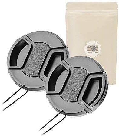 2x Tappo copriobiettivo di qualità - cappuccio di diametro 62mm con clip di chiusura per lenti di diametro 62mm - compatibile con obiettivi di tutte le marche di fotocamere - Adaptout marca francese