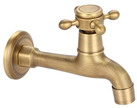 G1/2 Grifo Vintage Montado en la Pared, Grifo de Latón Pulido Macizo, Grifo de Cinta de Agua Fría Individual, Grifo de Piscina de Fregona de Fregadero de(Grifo de la piscina de la fregona largo)