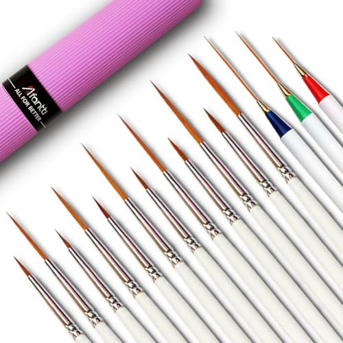 Afantti 15 Pcs Fine Paintbrush Detail Artist Paint Brush Set Tip | for Miniature Acrylic Painting