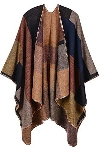 Lifetooler Poncho Donna Caldo Mantella Donna Invernale Fronte Aperto Reversibile Cardigan Elegante Scialle Lavorato a Maglia per Primavera Autunno Inverno