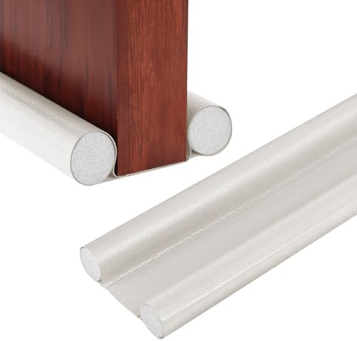 Fond Joint de Porte, Boudin de Porte Double Isolant, Bas de Porte Interieur, Joint Boudin de Base de Porte Anti Froid, Coupe-Vent et Anti-Poussière (Blanc)