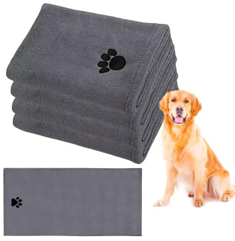 4 Pcs Hundehandtuch Extra Saugfähig, Microfaser Handtücher Für Katzen, Weich Für Kleine Mittelgroße Große Hunde (35*75)