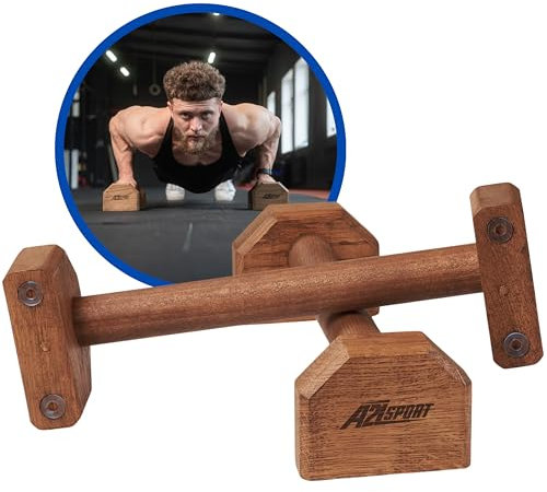 A2Z SPORT® Liegestützgriffe Holz Handstand Griffe - rutschfeste Parallettes Calisthenics Griffe Liegestütze - Push Up Bars für In- und Outdoor-Krafttraining Fitness Yoga (Paar)