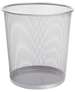 UTTAM Stylish Round Trash Can - Mesh Bin | Ideal for Home & Office | Non-Slip & Sturdy | Indoor Garbage Bin with Sleek Design | Perfect for Kitchen, Bedroom, Bathroom (1, Silver)