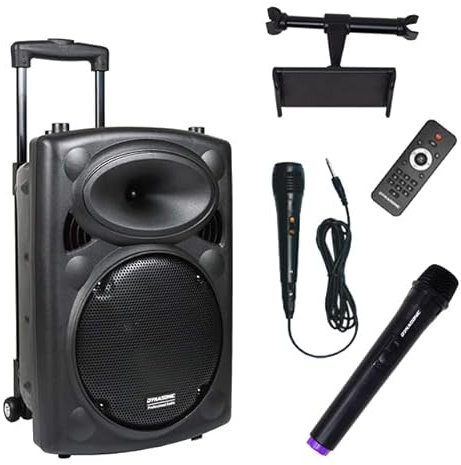 DYNASONIC - DYNAPRO 10 Plus Altavoz Bluetooth Portatil Profesional, Altavoz Bluetooth Potente 500W 2 microfonos Karaoke y Soporte Tablet