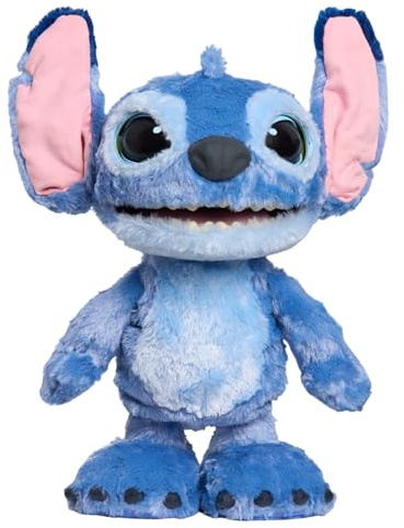 Just Play Peluche Interactivo Disney Ultimate Stitch, de 43 cm, más de 100 Sonidos y reacciones, se Mueve como el de Verdad, para niños a Partir de 3 años