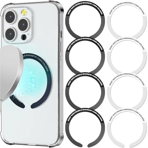 JEYORZY Kit de 8 Anillos Adaptadores Magnéticos Universales: Teléfono móvil Ring, Anillo movil Dedo, Accesorios Teléfono móvil, Pegatinas Universales para Conversión, para Carga y Soporte