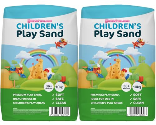 The Glowhouse Childrens Play Sand for Soft Play Kids Non Toxic Play Sand, Sand Bags for Sand Pit and Other Play Areas (Extra Large) (20kg)
