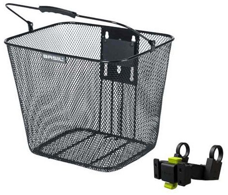 Basil Bilbao Fahrradkorb - Vorderrad - inkl. KF-System - robuster Lenkerkorb - wetterfest - Schwarz