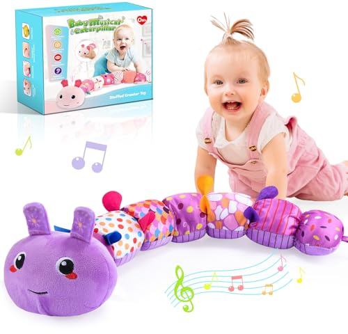 Toyzey Babyleksak 0–6 månader musikalisk larv plysch leksak födelsegåva 0–6 månader baby Montessori-spel för baby 0–12 månader sensorisk leksak baby 0–12 månader nyfödd present flicka 0–6 månader