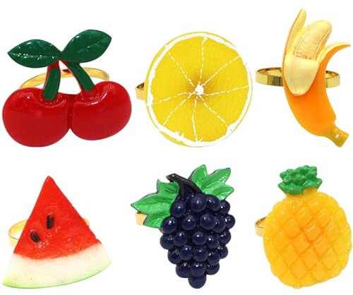 Garneck 6 Pezzi Fibbie Per Tovaglioli Di Frutta Fibbie Per Tovaglioli a Tema Hawaiano Anelli Per Tovaglioli Tropicali Fibbie Per Tovaglioli in Lega Di Anguria Per Feste E Decorazioni Da Tavo