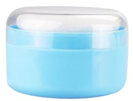 ERINGOGO Juego de 2 Puff de Polvo Corporal para Bebés con Aplicador Esponja y Cedazo, Envase Plástico Azul para Uso Diario en Casa, Aplicación Uniforme y Portátil