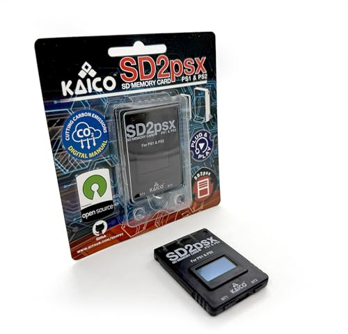 Kaico SD2PSx Gen2 Memory Card Compatible with Playstation 1 & 2 - PSxMemCard Gen2 - Firmware Upgradeable - Unlimited Storage - Includes an 8GB MicroSD Card - Memory Card for use with PS2/PS1/PS One
