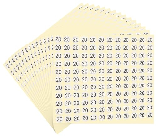 PATIKIL 15 Feuilles Numéro 20 Chiffre Autocollant Numero Adhesifs Etiquettes, 13 mm, Étiquettes rondes, etiquette numérotée pour Classification de Stockage d'Inventaire, 1980 Pièces