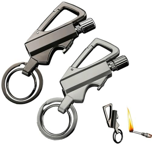 Accendino portachiavi - Accendino a cherosene con fiammifero - con apribottiglie, antivento e impermeabile, ricaricabile, adatto for campeggio/escursionismo all'aperto (cherosene non incluso)(2pc-3)