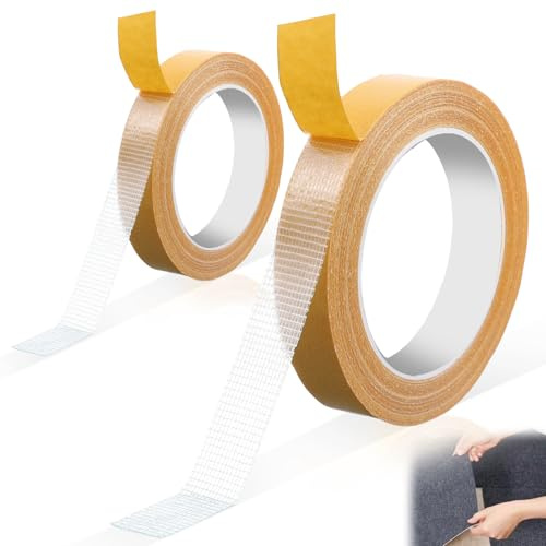 Fyntave 2 rotoli di nastro biadesivo extra forte, 2 misure, doppio lato 2 cm x 20 m, 1 cm x 10 m, nastro adesivo trasparente per tappeti