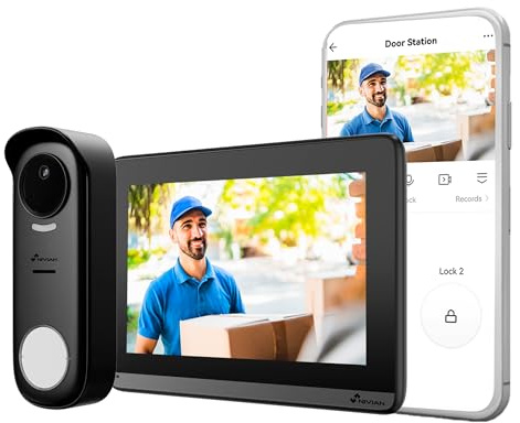 NIVIAN Videocitofono Intelligente Wireless WiFi, Monitor 7 Touch Full HD + App Tuya, Piastra esterna IP65 con Visione Notturna, Audio Bidirezionale, Apriporte Remoto, Smart Security