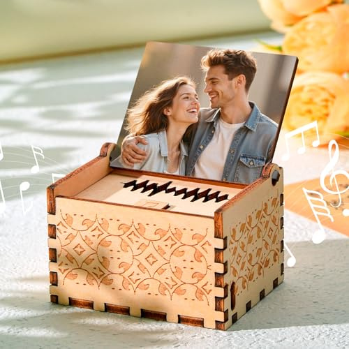 Smile lab Caja de Música – Caja Musical Personalizada con Foto y Texto, Fotos Personalizadas Regalo, Regalo San Valentín para Mujer, Hombre, Pareja, Navidad y Cumpleaños