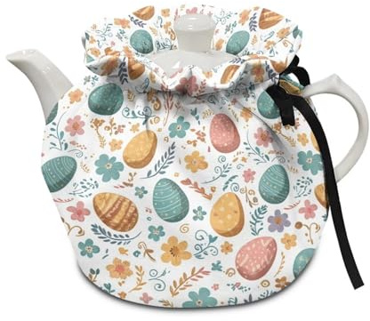 Xoenoiee Easter Eggs Floral Pattern Tea Cozy Tea Cosy for Teapots Keep Warm Teapot Cover Insulated Kettle Cover for Home Kitchen Table Decor