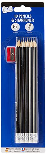 Just stationery,10 Count (Pack of 1),6346 HB Pencil with Sharpener (Pack of 10),Package May Vary