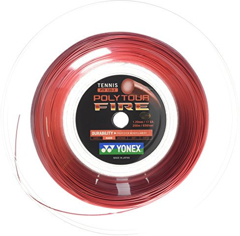 Yonex Unisex – Erwachsene Poly Tour Fire Tennis-Saite, rot-rot, 1.2 mm/200 m