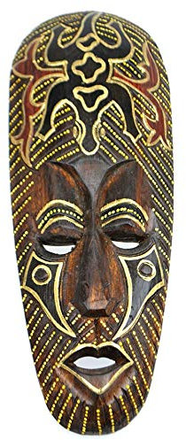 Maschera africano in legno 30 cm, motivo: geco.