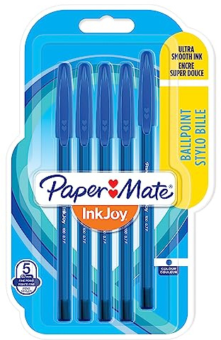 Paper Mate InkJoy10pk0ST stylos bille avec bouchon | pointe fine (0,7 mm) | bleu | lot de 5