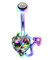 OUFER Bauchnabelpiercing 14G Edelstahl Belly Piercing Devil Heart Navel Piercing Belly Button Rings Iridescent CZ Bauchnabel Ring