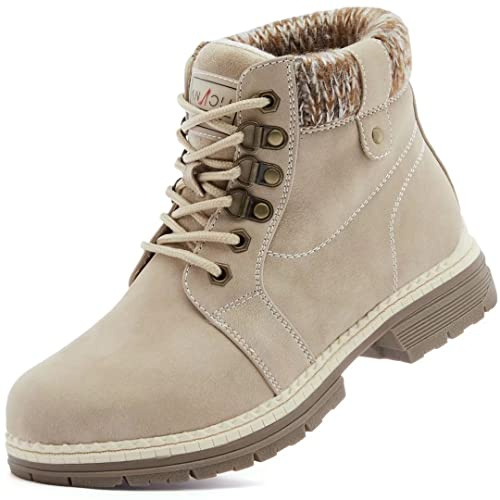 ANJOUFEMME Winter Snow Hiking Boots for Women - Womens Casual Outdoor Boots Waterproof Lightweight Hiking Shoes for Trekking Camping Walking