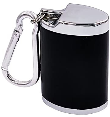 Hourwof Metal Portable Ashtray with Lid,Outdoor Pocket Ashtray for Cigarettes,Travel Ash Trays with Keychain,Oval Black
