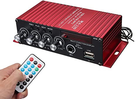 AMPLIFICATORE PER AUTO CON BLUETOOTH USB E INGRESSO MIC, AMPLIFICATORE MA-130 20+20W, AMPLIFICATORE AUTO CON DISPLAY AUDIO STEREO - DISCORAMA®