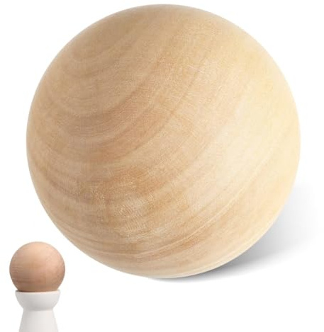 Toyvian Bola de Madera Maciza – 3.5 Pulgadas Esfera de Madera Natural Lisa para Manualidades y Proyectos DIY Accesorio de Artesanía para Pintar Decoración del Hogar y Bricolaje