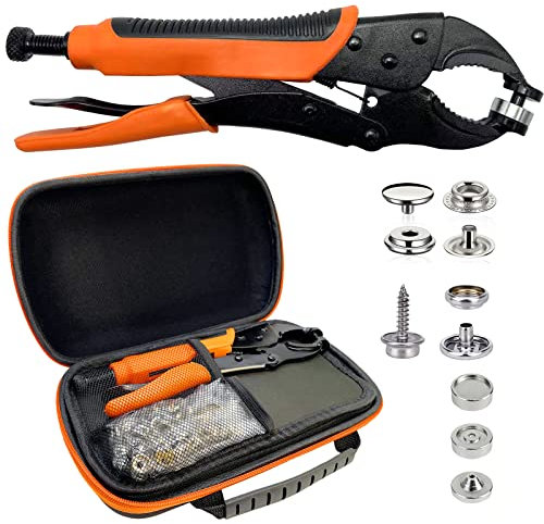 Druckknopf Set Mit Zange, Druckknöpfe Zum Schrauben, EnthäLt Werkzeugtasche und 40 SäTze 15-Mm-Druckknöpfe, Reparieren Von Segeltuch, NäHen,Planen Ersetzen Von MetallverschlüSsen