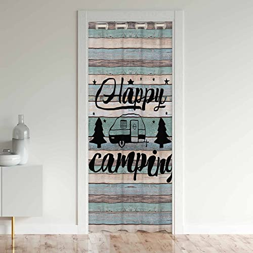 Cortina de Privacidad para Puerta de Campamento y Caravana - Diseño de Madera Rústica, Bloqueo de Calor, Opaca, Aislamiento Térmico, Oscurecimiento