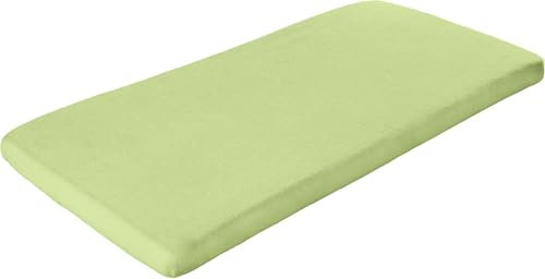 Erwin Müller Kinder-Spannbettlaken, Spannbetttuch Erding Frottee-Stretch - hautsympathisch, kuschelig, Rundumgummi, Liegefläche aus Baumwolle - lindgrün Größe 60x120-70x140 cm