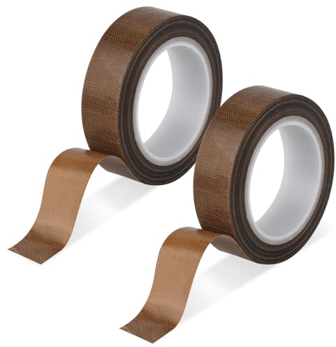 2 Rullar 13mmx10m Lågfriktionstejper, Nötningsbeständig Glidtejp PTFE Ytskyddstejp för Trä Låda Skåp Gardin Möbler (Brun)