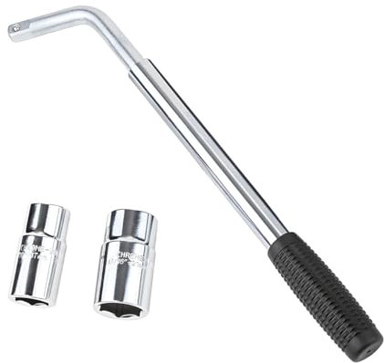 CGEAMDY Auto-Radmutternschlüssel, Ausziehbarer Griff, Radmutternschlüssel Set, Teleskop Radschlüssel, Auto Reifenwechsel Mit 2 Buchsen Radkreuz