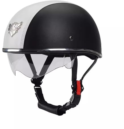 Halbschalenhelm Mit ECE-Zulassung Motorradhelm Für Damen Und Herren Erwachsene Rollerhelm Cruiser Skateboardhelm Motorradhalbhelm mit Brille Motorrad Chopper Mofa Fahrradhelm 1,M