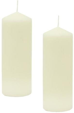 Carousel Home Pack of 2 Unscented Ivory Pillar Candle | Cream Church Pillar Candle Tall Pillar Candle | Decorative Ivory Cream Church Candle - 20cm