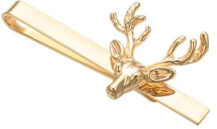 Asienice pince cravate cerf pour homme Or rose pince cravate homme Classiques Épingles à Cravate Cadeau Noël