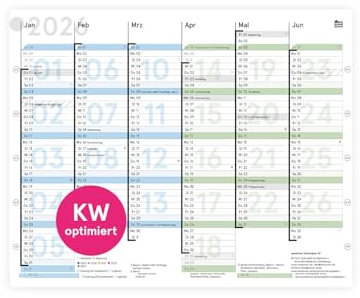 weekview Tafelkalender 2026 mit Wochenstruktur DIN A5 farbig, Tafelplaner mit Feiertagen, Jahreskalender, Wandkalender | 12 Monate mit klarer Kalenderwoche
