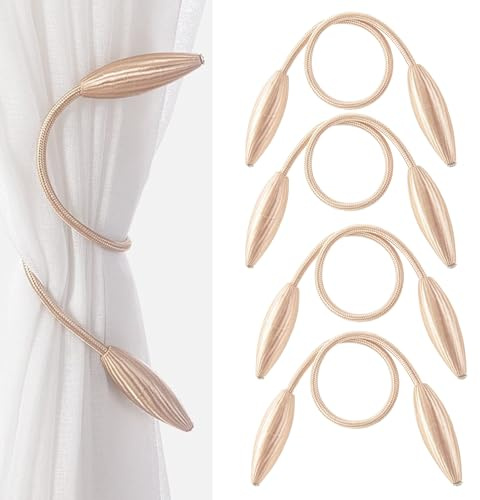 Lot de 4 embrasses de rideaux - Couleur champagne - Pour la maison, le bureau