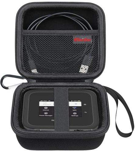 Elonbo Carrying Case for NETGEAR Nighthawk M6/ M6 Pro/ M7 Pro/ M5 5G Mobile Hotspot Router, Portable Wireless WiFi Travel Hotspot Router Storage Holder, Extra Mesh Pocket Fits Cable, Black