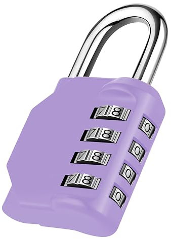 NAGE Cadenas à combinaison à 4 chiffres - Pour salle de sport et école - Résistant aux intempéries - Pour porte de jardin, porte de cave, clôtures, garage - 1 pièce - Violet